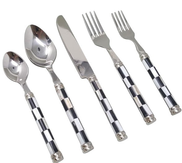 Checker Black & White Cutlery, Set of 5