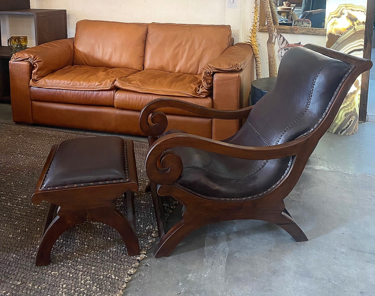 Spanish Chair Brown Leather