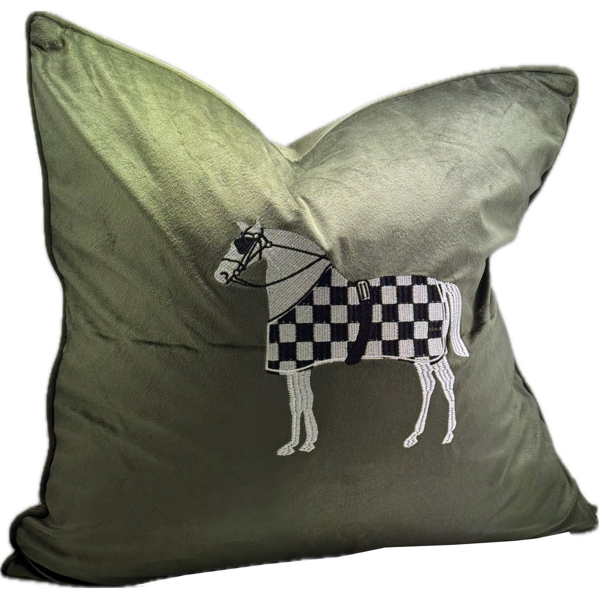 Horse Embroidery Velvet Cushion 55x55