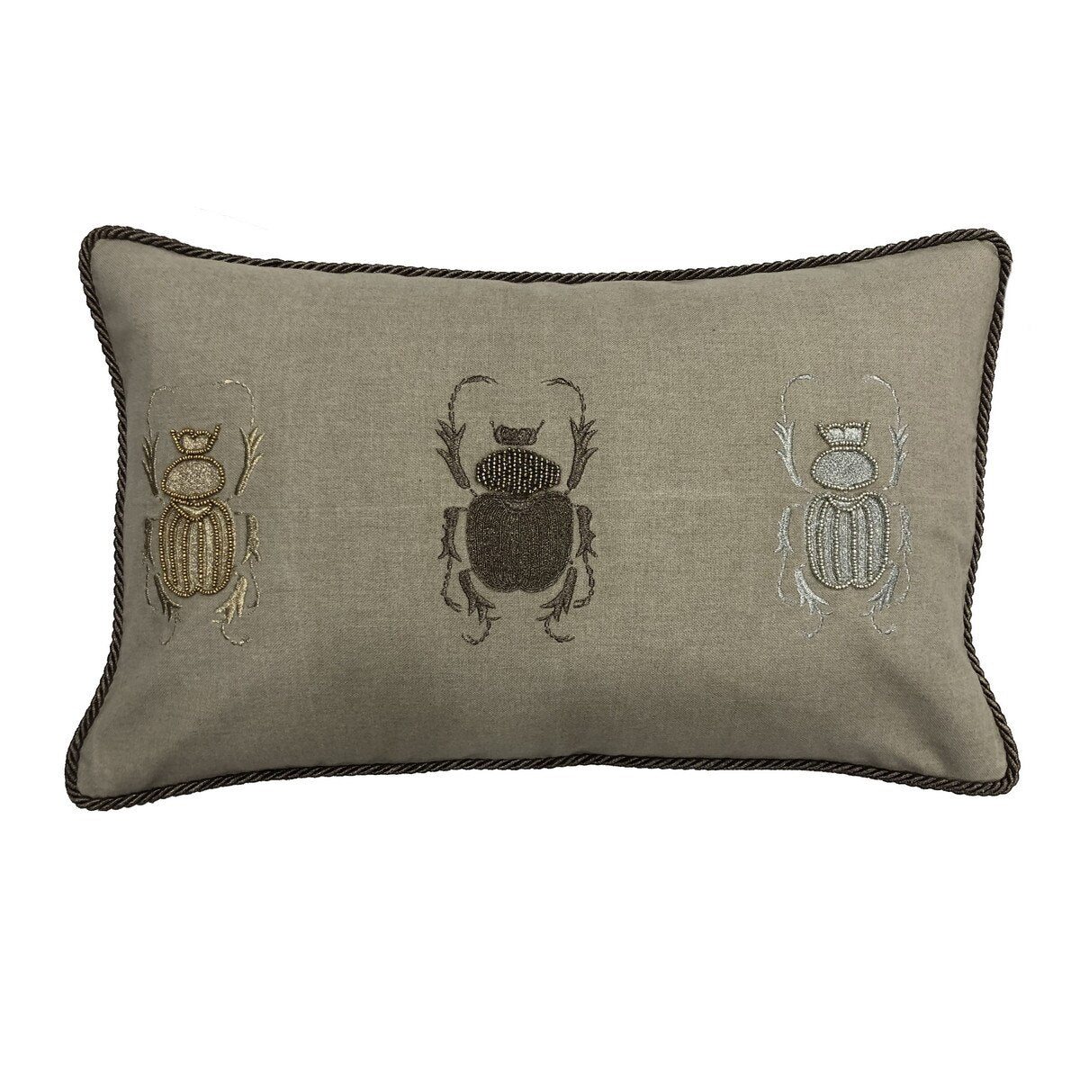 Embroidered natural Cushion w/ Bugs 40x60