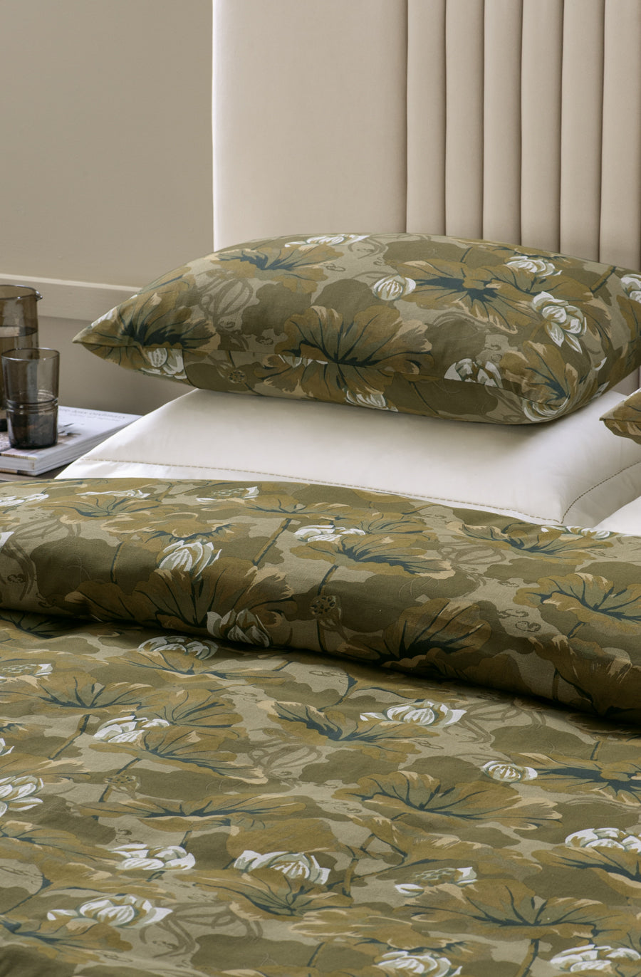 Waterlily Pillow Case Pair Olive