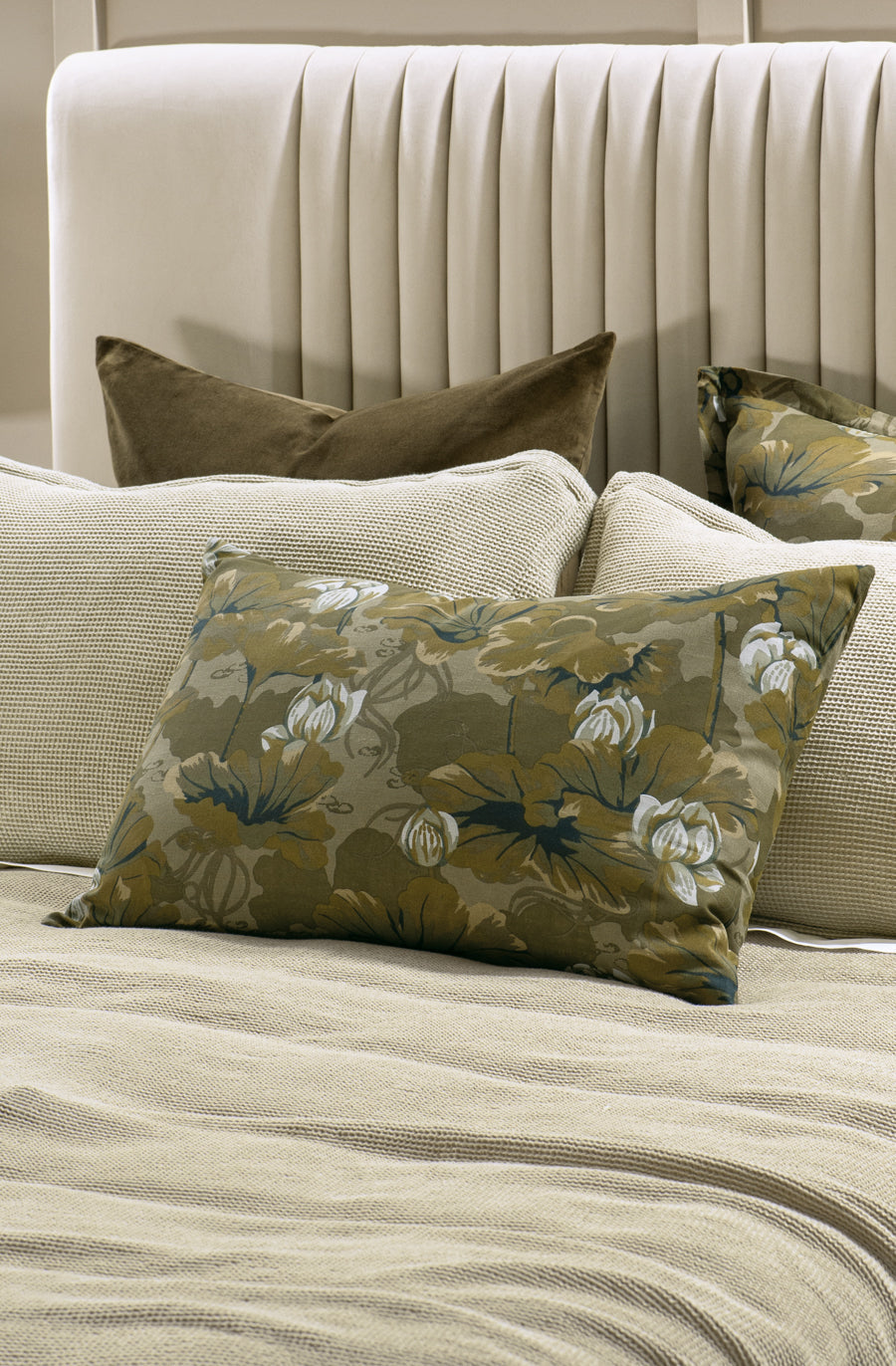 Waterlily Pillow Case Pair Olive