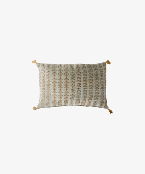 Leaf Handblock Velvet Cushion,60x40cm