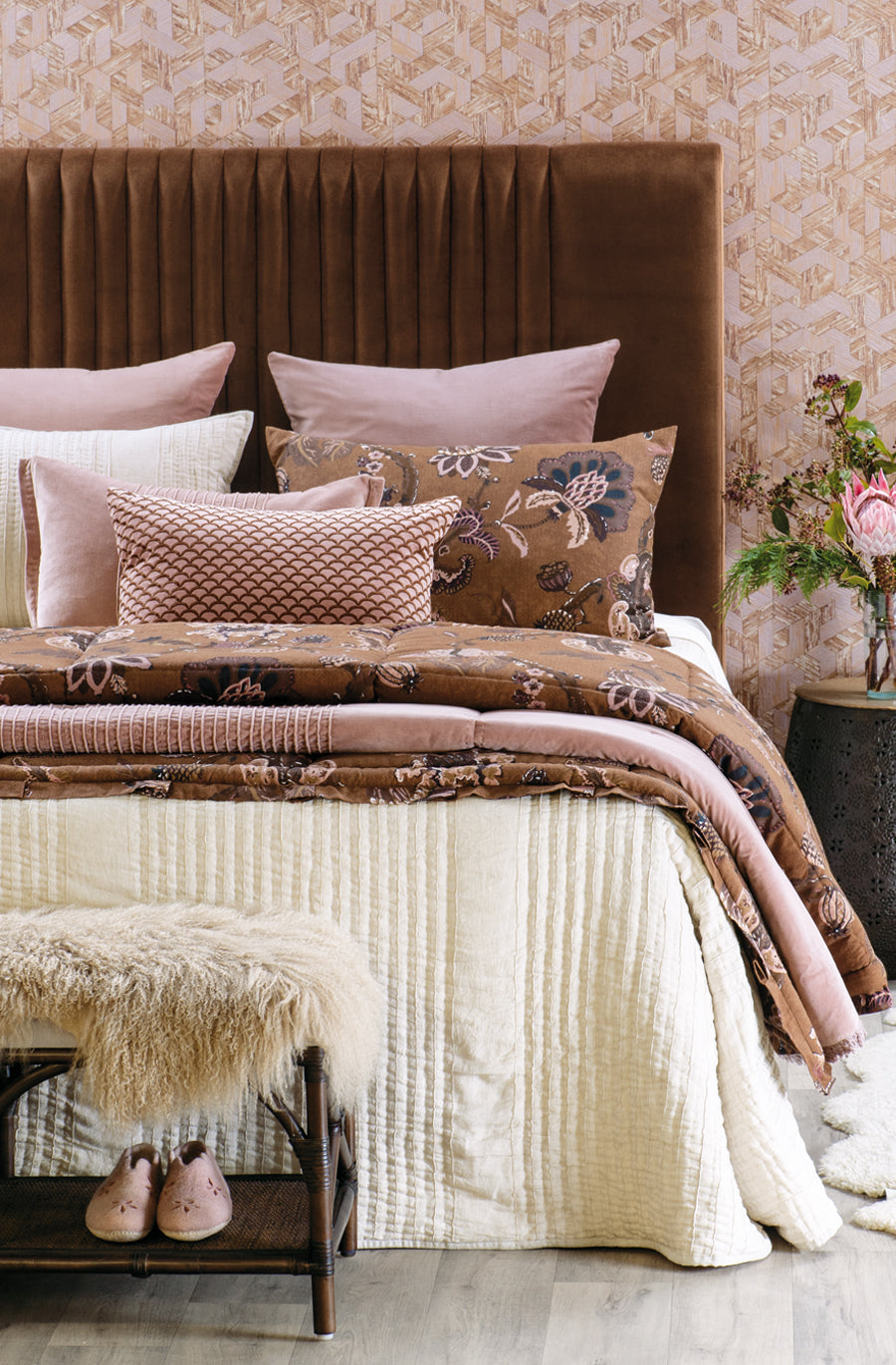 Vernara King/Superking Copper Velvet Headboard