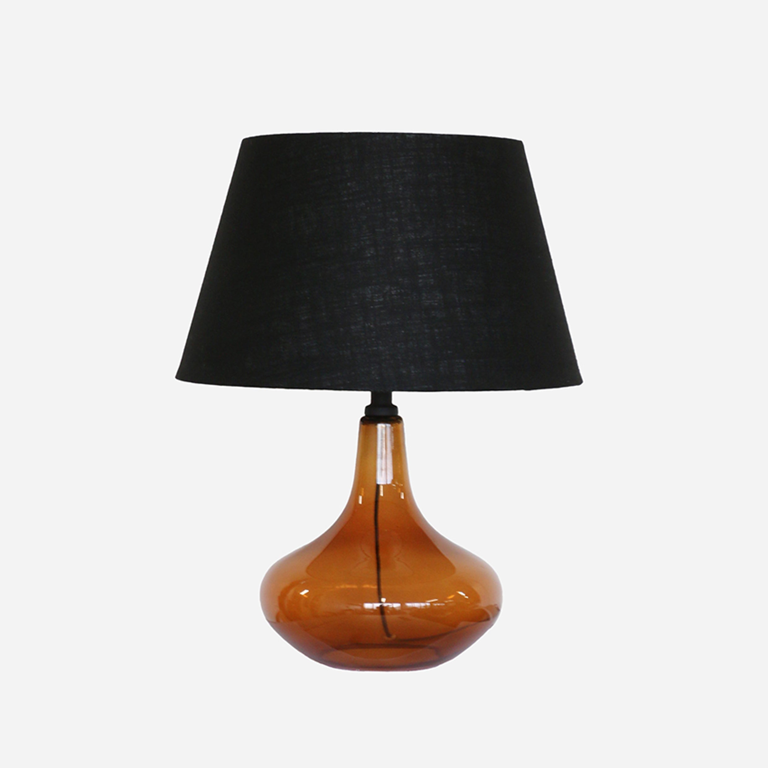 Amber Glass Lamp/dark walnut string shade