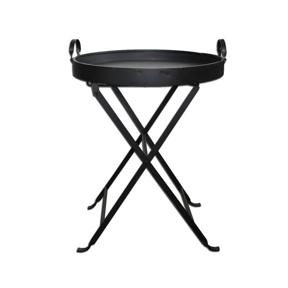 Black Iron Folding Tray Table
